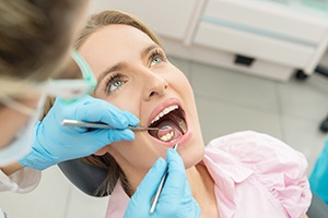 Woman receiving dental repair