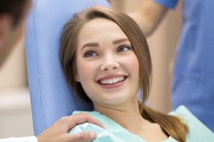 Woman smiling in dental chair