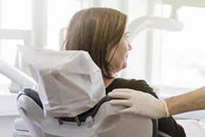 Woman in dental chair