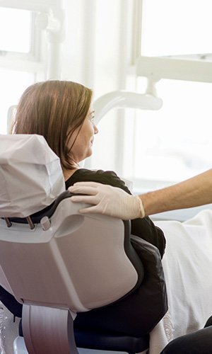 Woman in dental exam chair