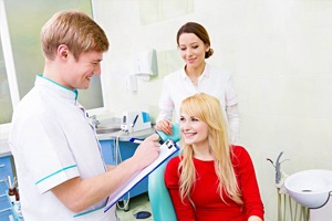 Smiling woman in dental chair