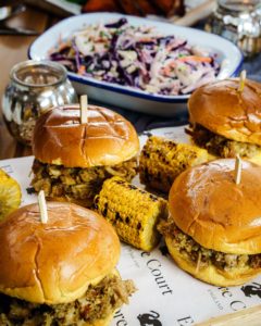 Grilled foods on table